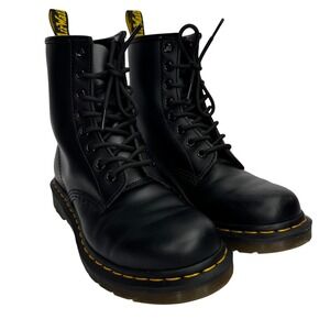 Dr Martens 1460 W Black Leather Ankle Boots Women's US 8 Combat‎ Goth Dark Fairy